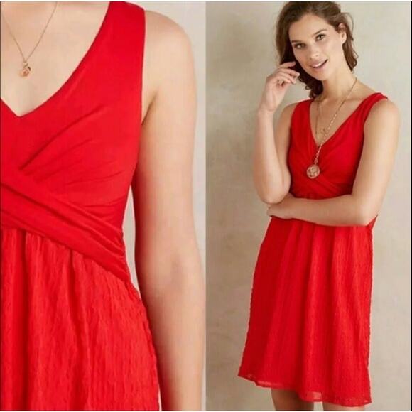 Anthropologie Amadi Red Cross Front Dress Size Small - Picture 1 of 9